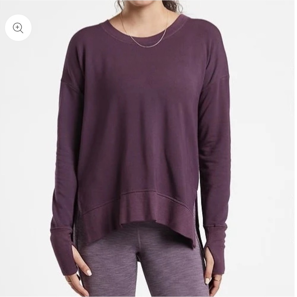 Athleta Coaster Luxe Crew Neck Purple Relaxed Fit Fleece Lined Sweatshirt Small
